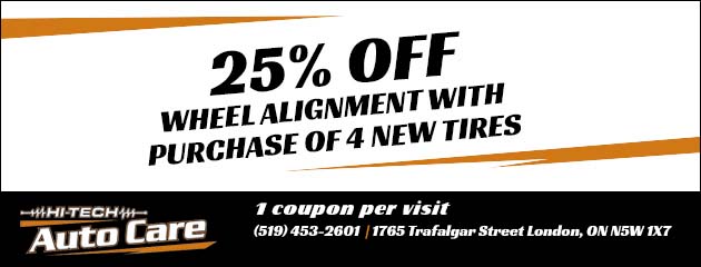 25 Off Wheel Alignment with purchase of 4 new tires